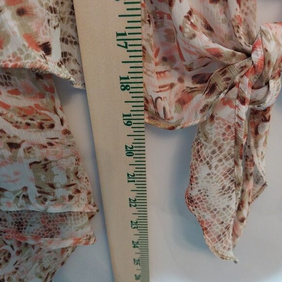 New York City Design Co. Top Sz 3X Tie Front Sheer Flared Sleeves Cropped Boho - Picture 4 of 7